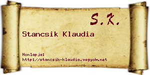 Stancsik Klaudia névjegykártya